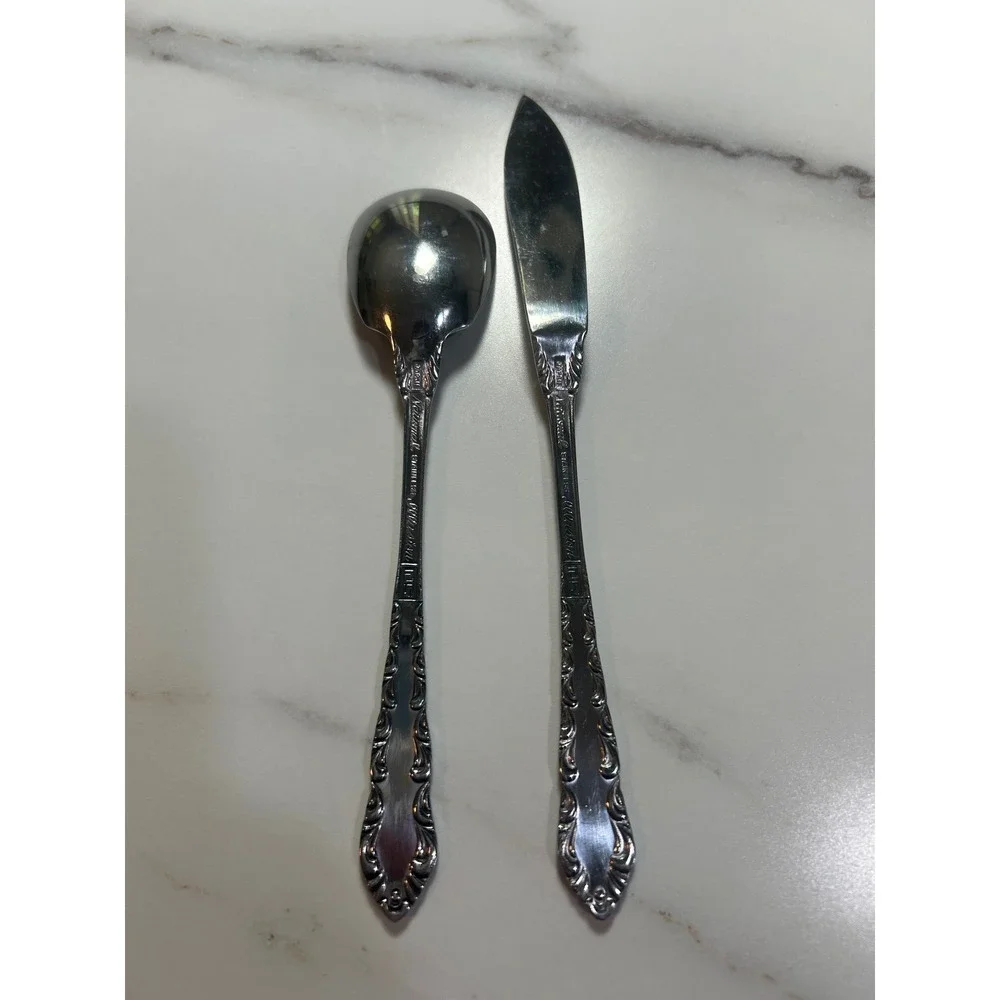 National Stainless Wildwood Flatware Soup Spoon and Butter Spreader Set Japan